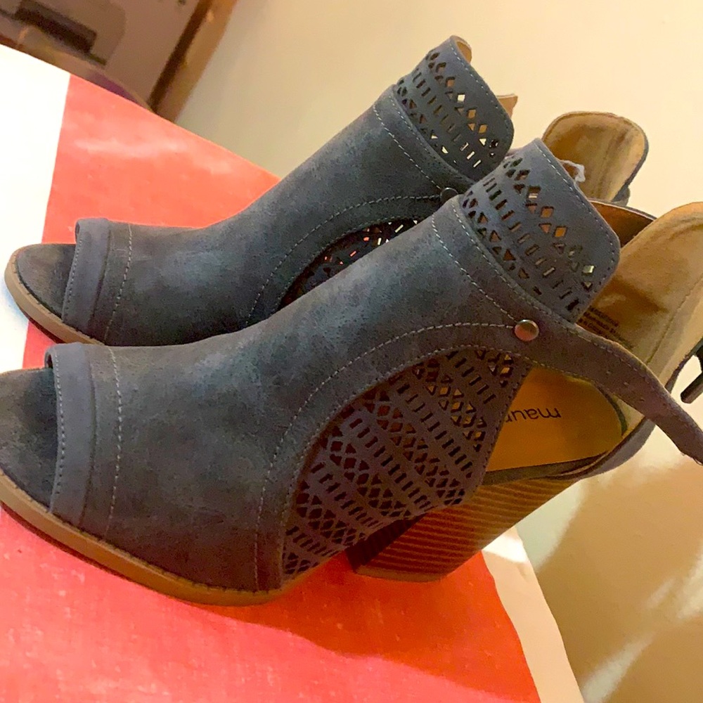Gray block heels
